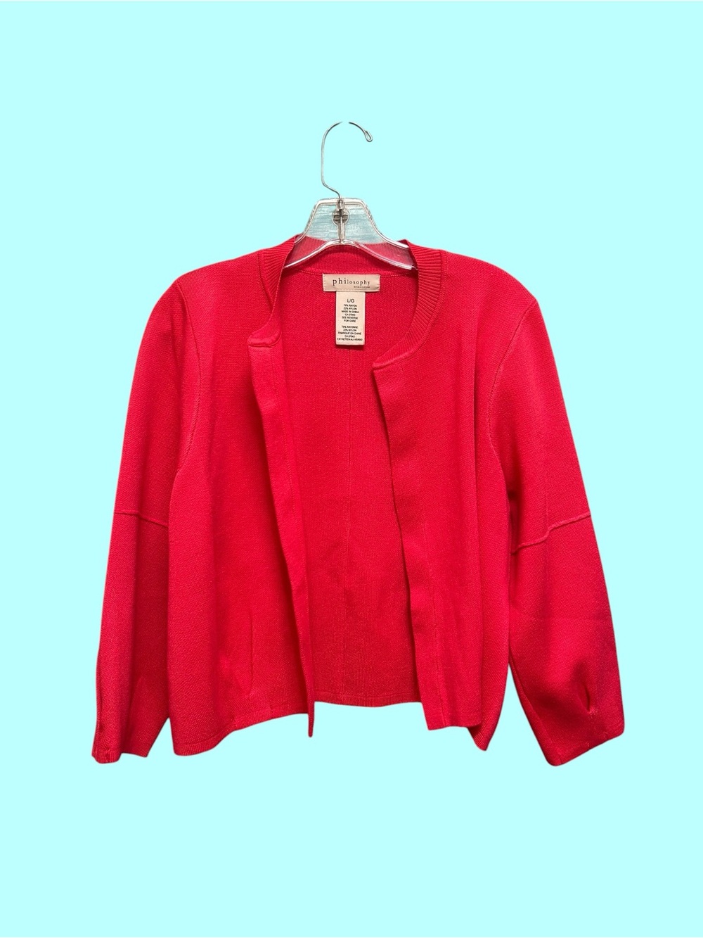 PHILOSOPHY Pink Knit Open Front Cardigan Jacket L